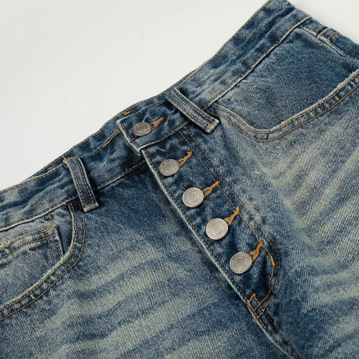 Light Wash Wide Leg Button Front Denim