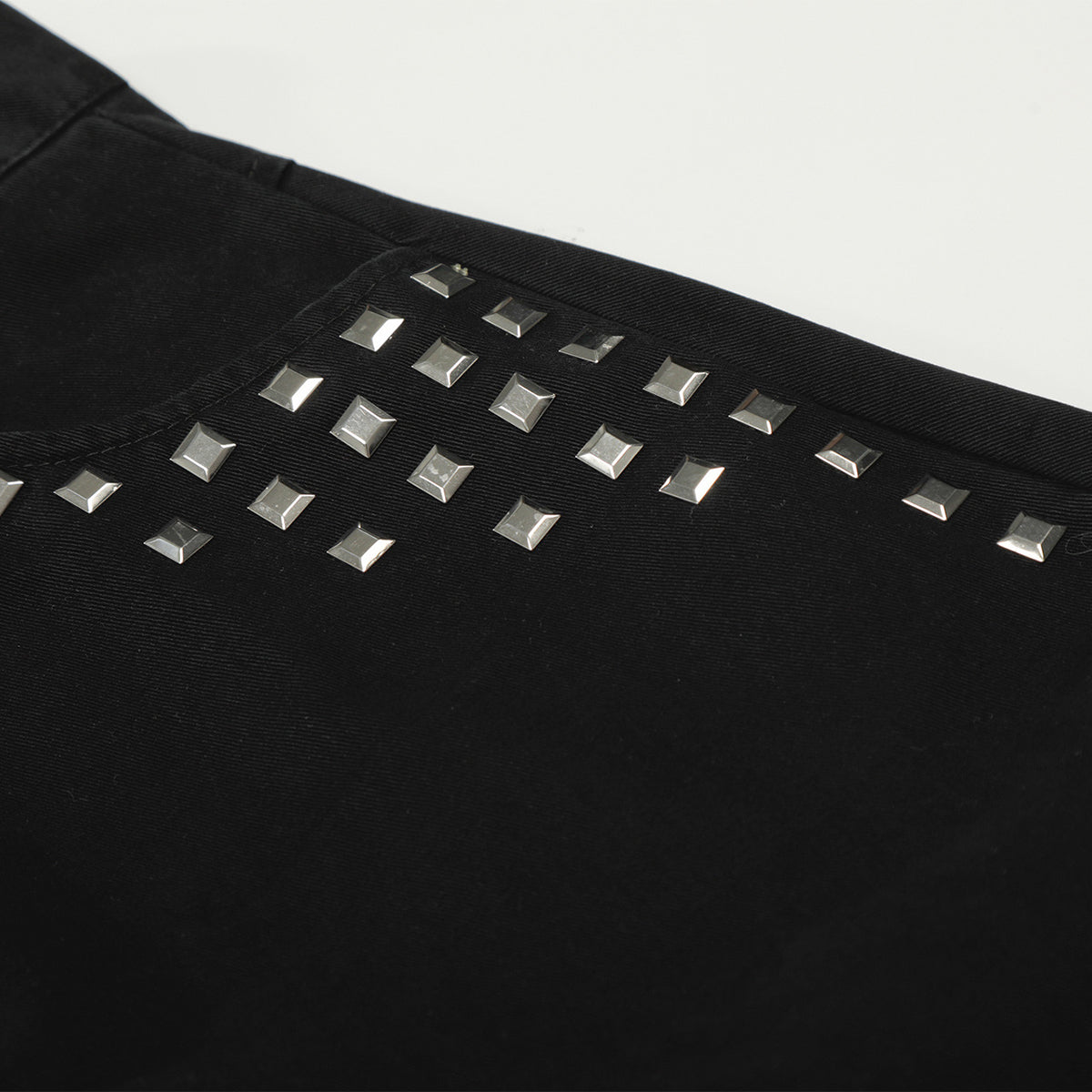 Black Wide Leg Pants Studded Accent Detail