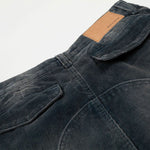 High Waisted Wide Leg Corduroy Cargo Pants