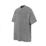 Vintage Washed Short Sleeve Textured Panel Design Tee