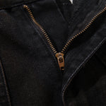 Artistic Brown Fade Geometric Stitching Black Denim Wide Leg Jeans