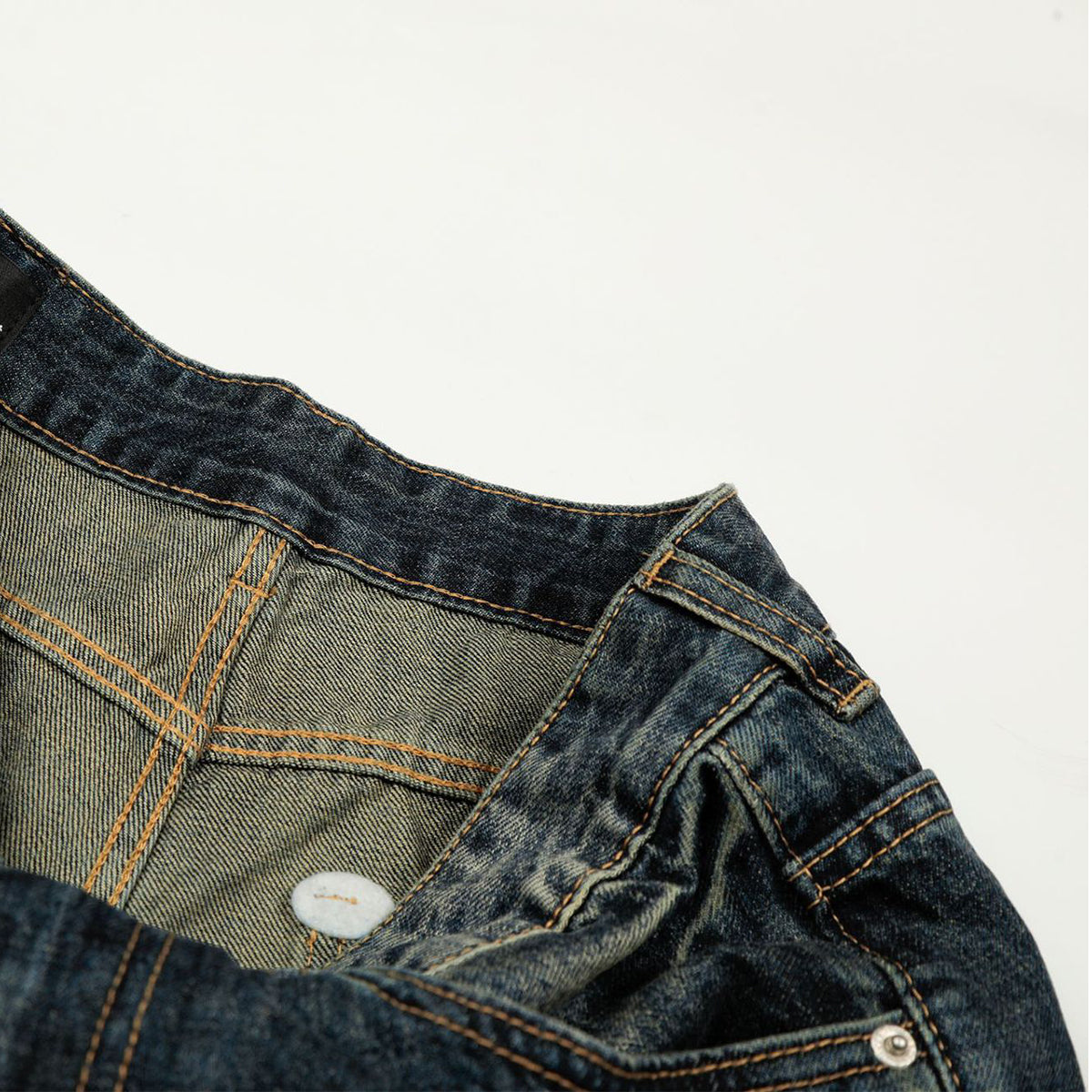 Whisker Fade Vintage High-Street Loose Blue Jeans