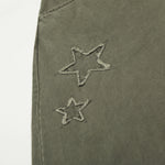 Olive Wide Leg Pants Star Cross Embroidery Details