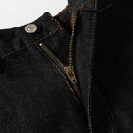 High Street Vintage Washed Raw Denim Wide Leg Curved Jeans
