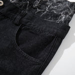 Marble Pattern Panels Black Wide Leg Painter Pants