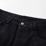 Black Wide Leg Jeans Snake Print Faded Detailing