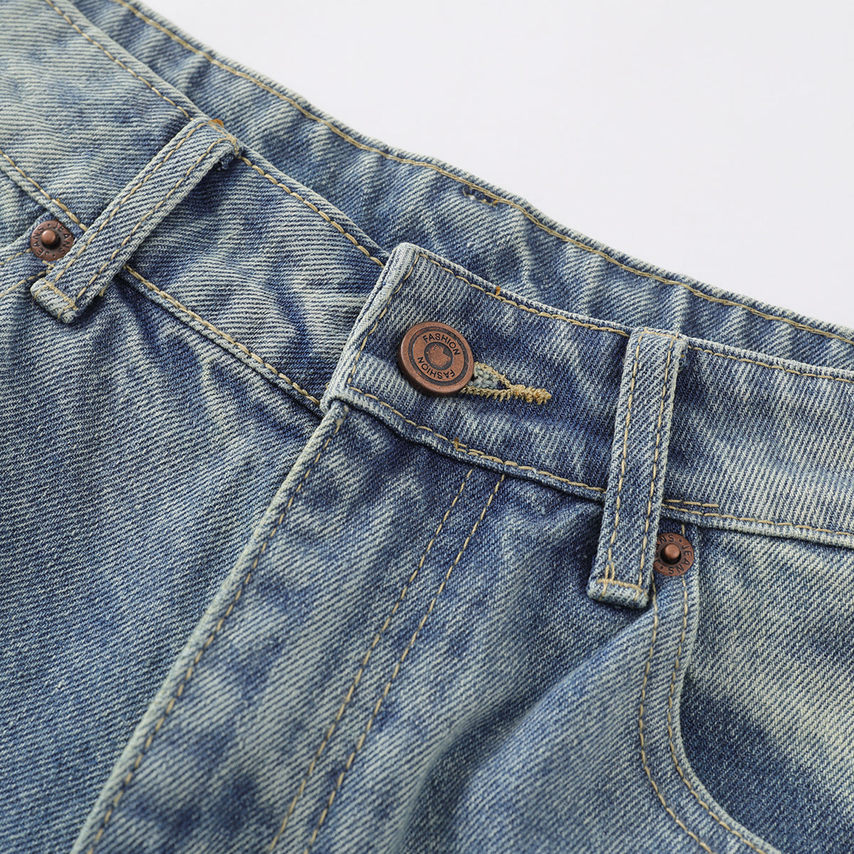 Multi-Pocket Cargo Denim Bermuda Shorts