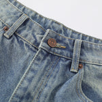 Multi-Pocket Cargo Denim Bermuda Shorts