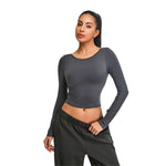 Low-Back Seamless Long-Sleeve Crop Tee