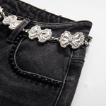 Vaqueros bordados con perlas y diamantes de imitación transferidos