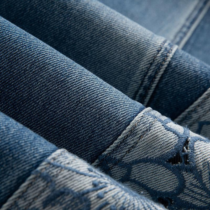 Risen Jeans Floral Embroidered Cut-Out Baggy Jeans