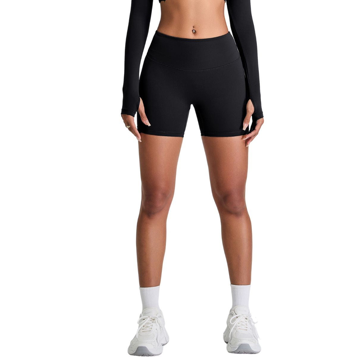 Solid Color Booty-Lifting Yoga Shorts