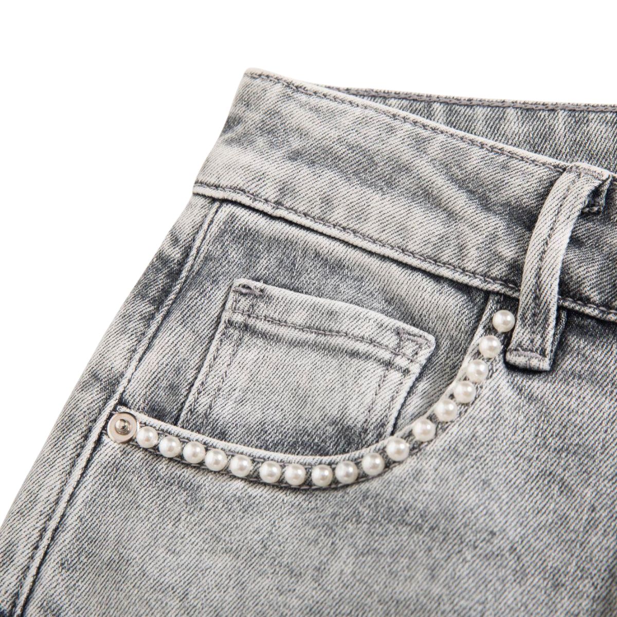 Risen Jeans Beaded-Embroidered Floral Cut-Out Ankle Jeans