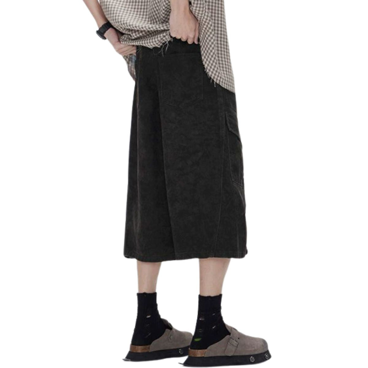 Cargo Wide-Leg Cropped Cotton Pants