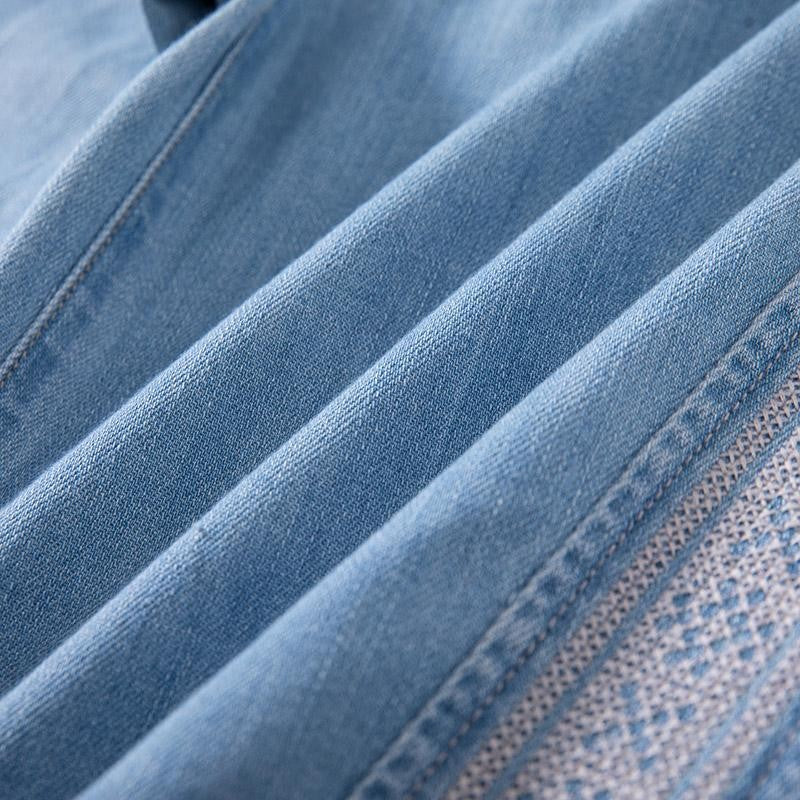 Risen Jeans Raw Hem Ethnic Motif Embroidery Flared Jeans