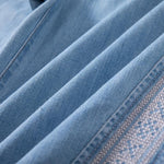 Risen Jeans Raw Hem Ethnic Motif Embroidery Flared Jeans