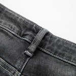 Asymmetric Heavy Embroidered Denim Shorts