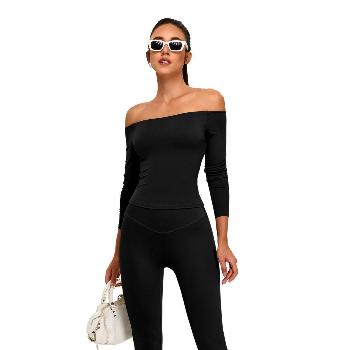 Boat Neck Seamless Long-Sleeve Tee