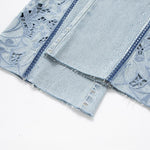 Risen Jeans Lightweight Rhinestone & Embroidered Cut-Out Jeans