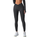 Women's Solid Color Crossover Leggings