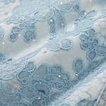 Heavy-Embroidered Rhinestone Denim A-Line Skirt