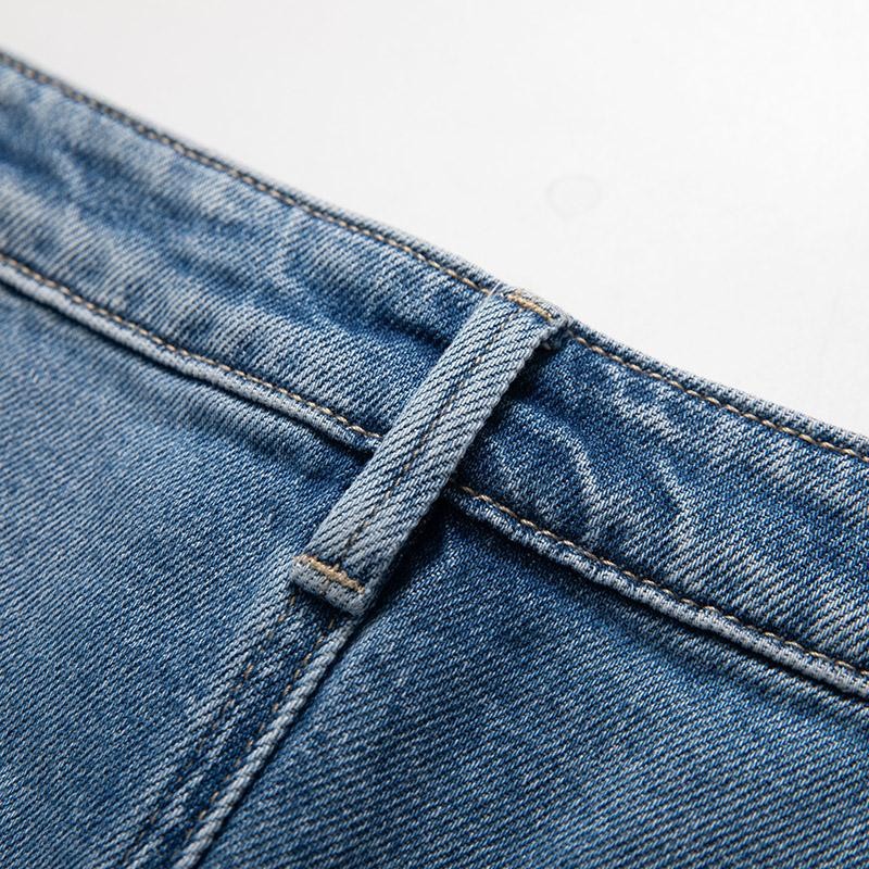 Embroidered Patchwork Cut-Out Denim Skirt