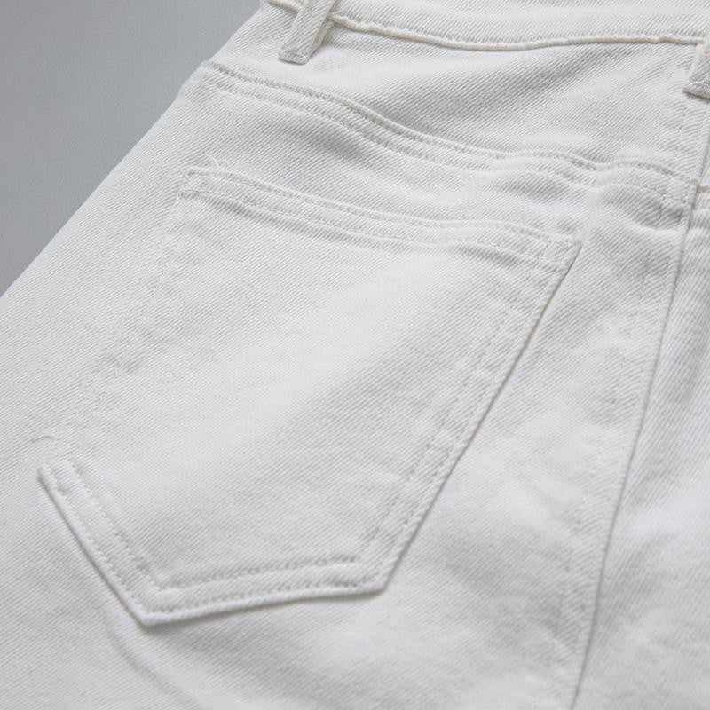 Pearl-Embellished Asymmetric Cut-Out Shorts