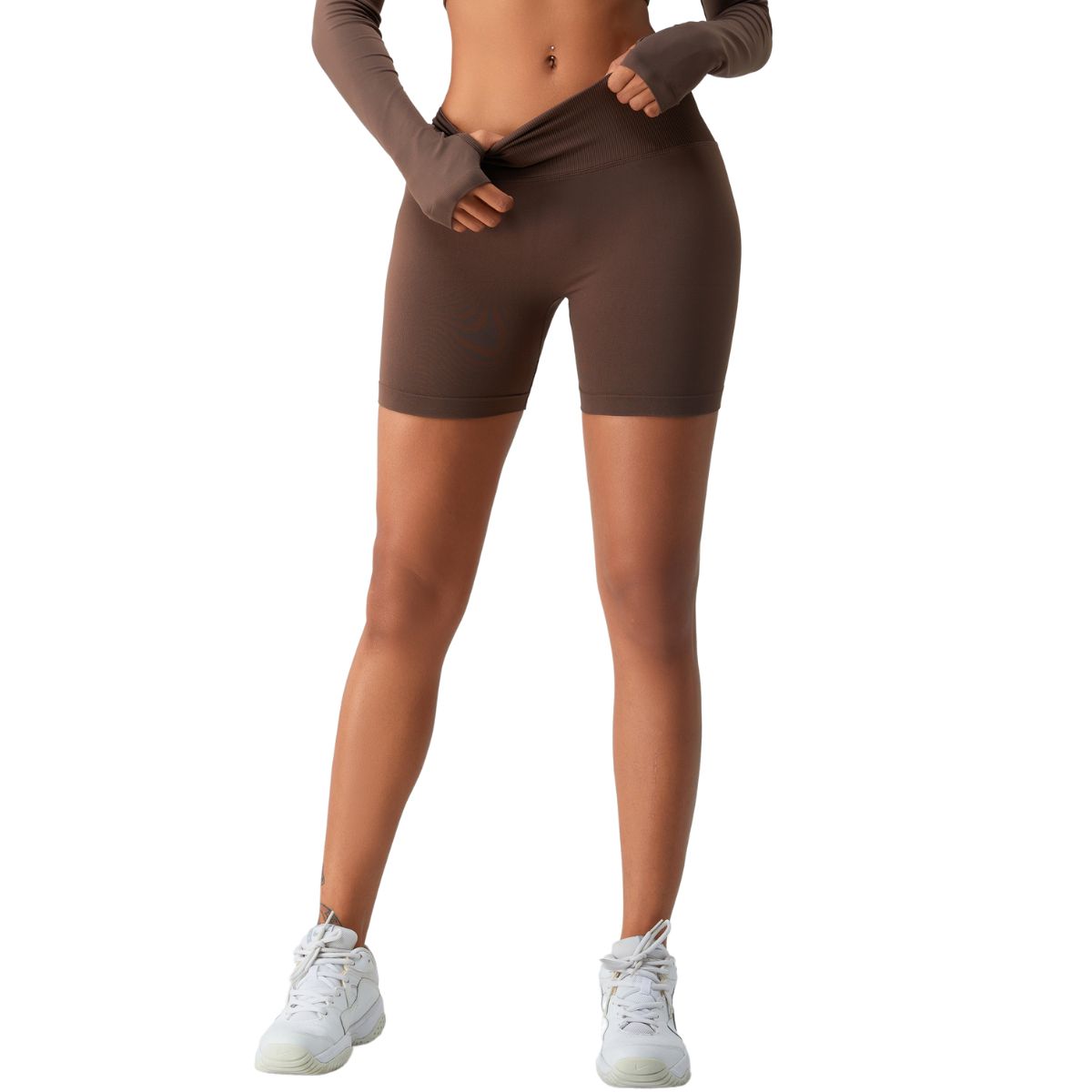 Solid Color V Waist Yoga Shorts