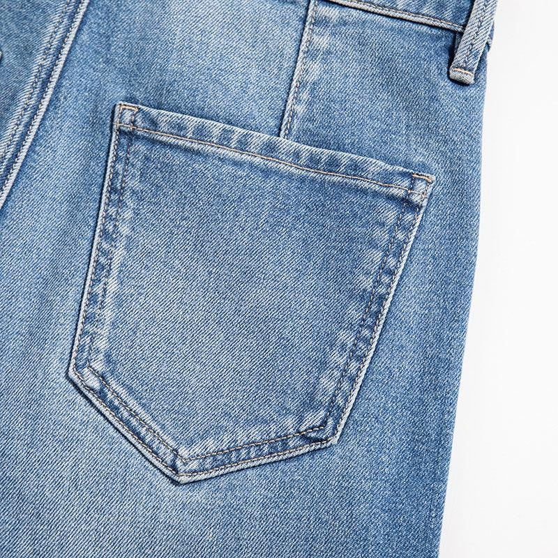 Risen Jeans Raw Hem Floral Lace-Cut Jeans with Rhinestones