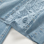 Risen Jeans Pearl-Beaded Frog Closure Jeans with Cut-Outs