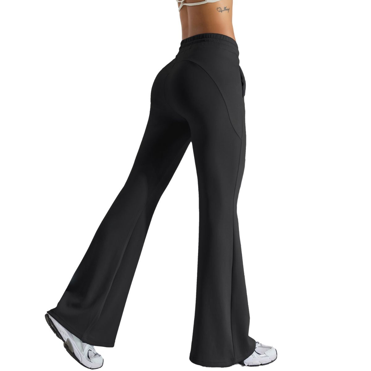 Drawstring-Waist Flare Workout Pants