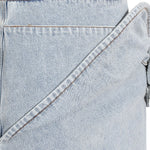 Floral Appliqué Denim Midi Skirt