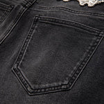 Vaqueros bordados con perlas y diamantes de imitación transferidos