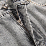 Risen Jeans Beaded-Embroidered Floral Cut-Out Ankle Jeans