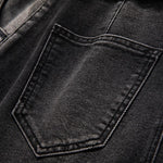 Raw-Edge Hem Heavily Embroidered Denim Skirt