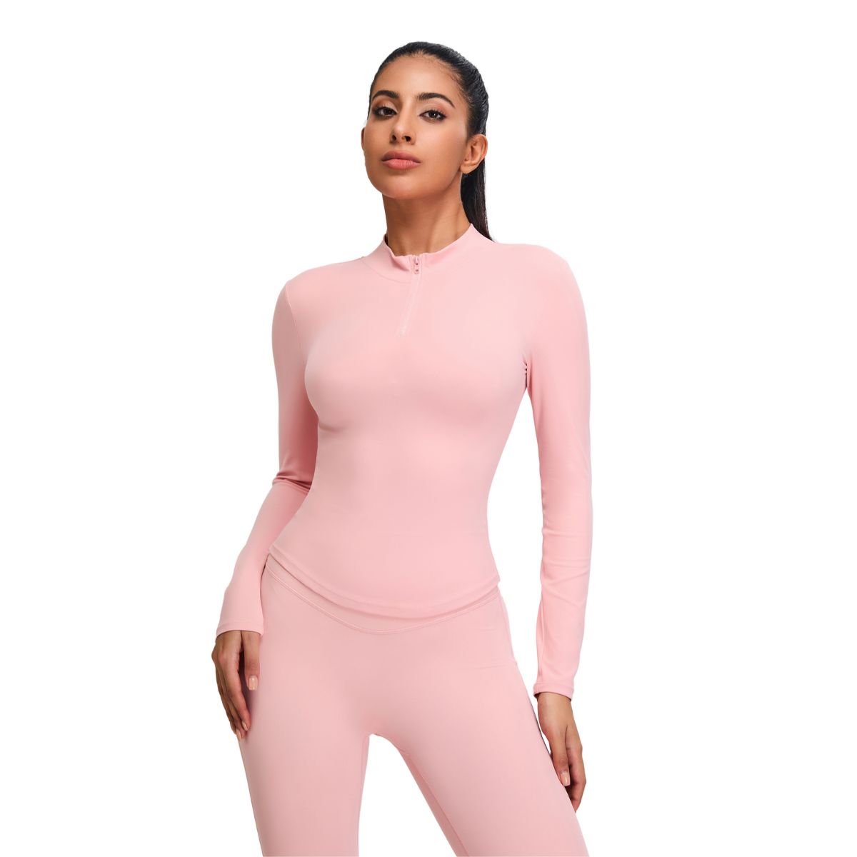 Half-Zip Long-Sleeve Seamless Top