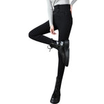 High-Waisted Button-Front Skinny Jeggings