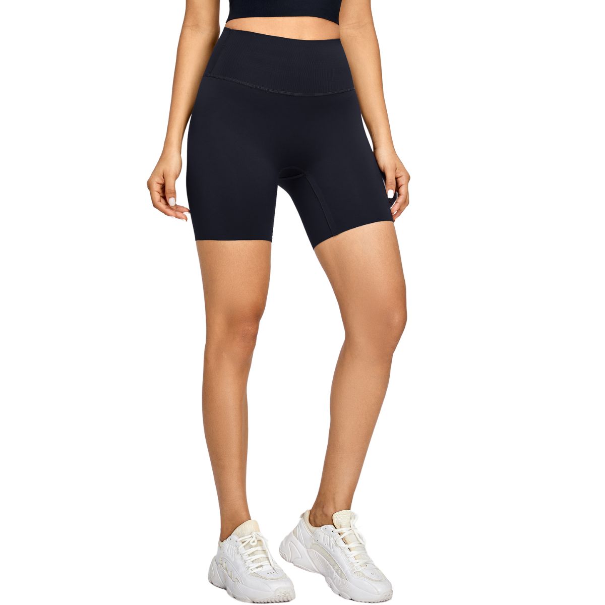 High-Waisted Solid Color Yoga Shorts