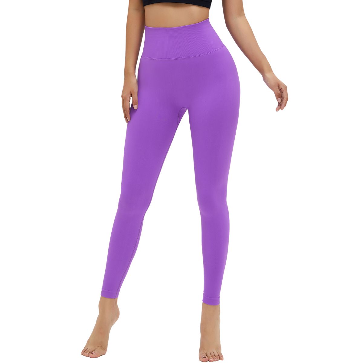 Leggings de yoga de cintura alta y color liso