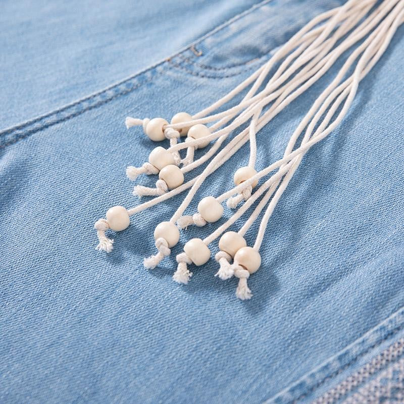 Risen Jeans Raw Hem Ethnic Motif Embroidery Flared Jeans