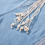 Risen Jeans Raw Hem Ethnic Motif Embroidery Flared Jeans