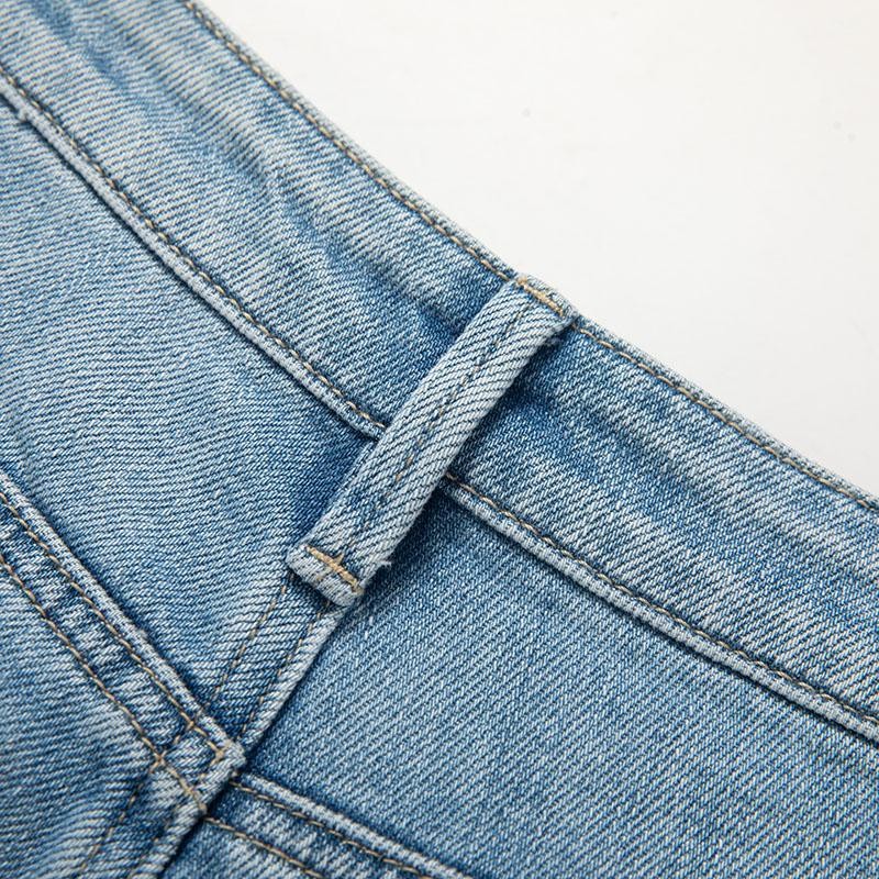 Risen Jeans Pearl-Beaded Frog Closure Jeans with Cut-Outs