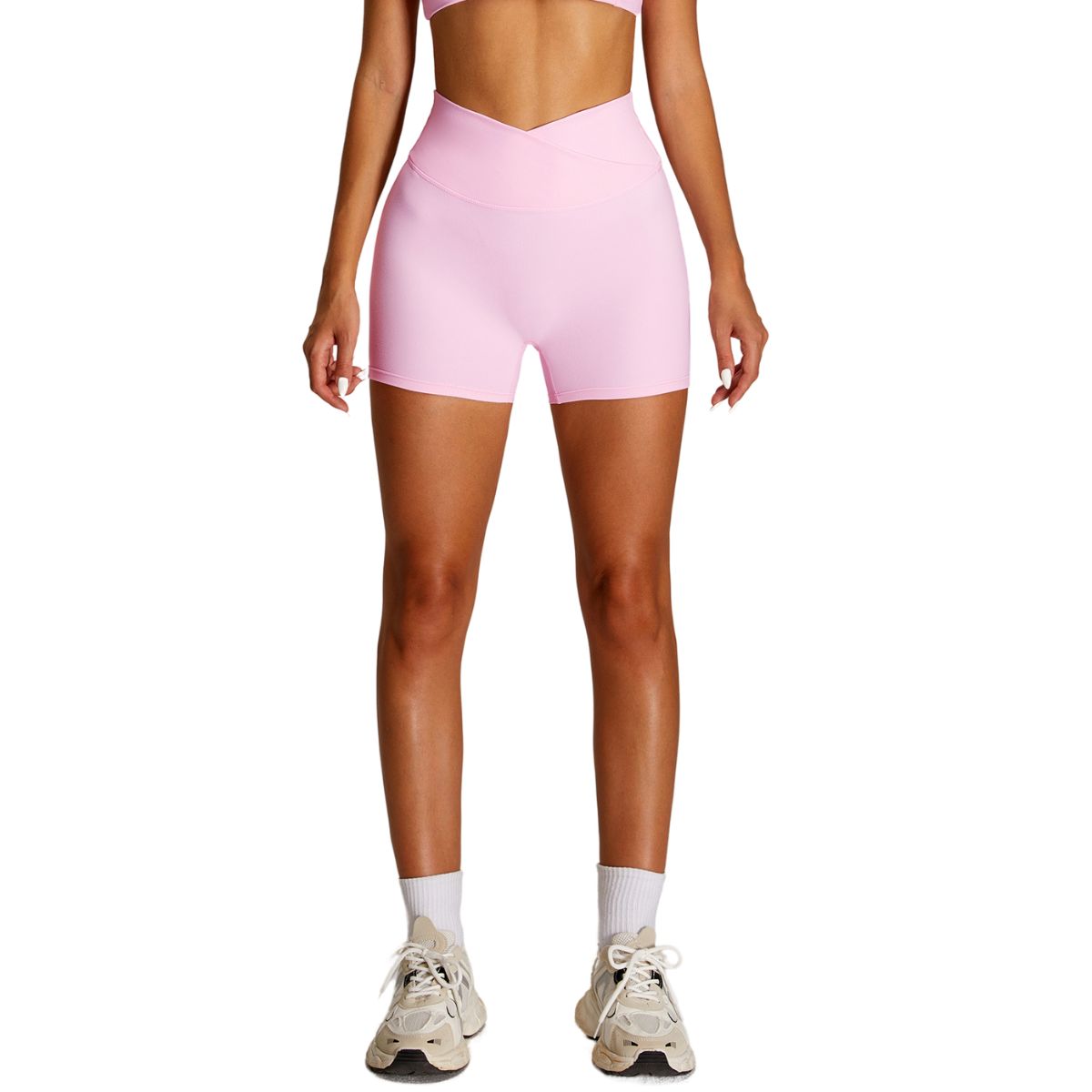Solid Color Crossover Yoga Shorts