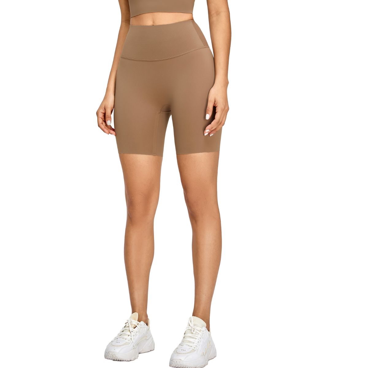 High-Waisted Solid Color Yoga Shorts