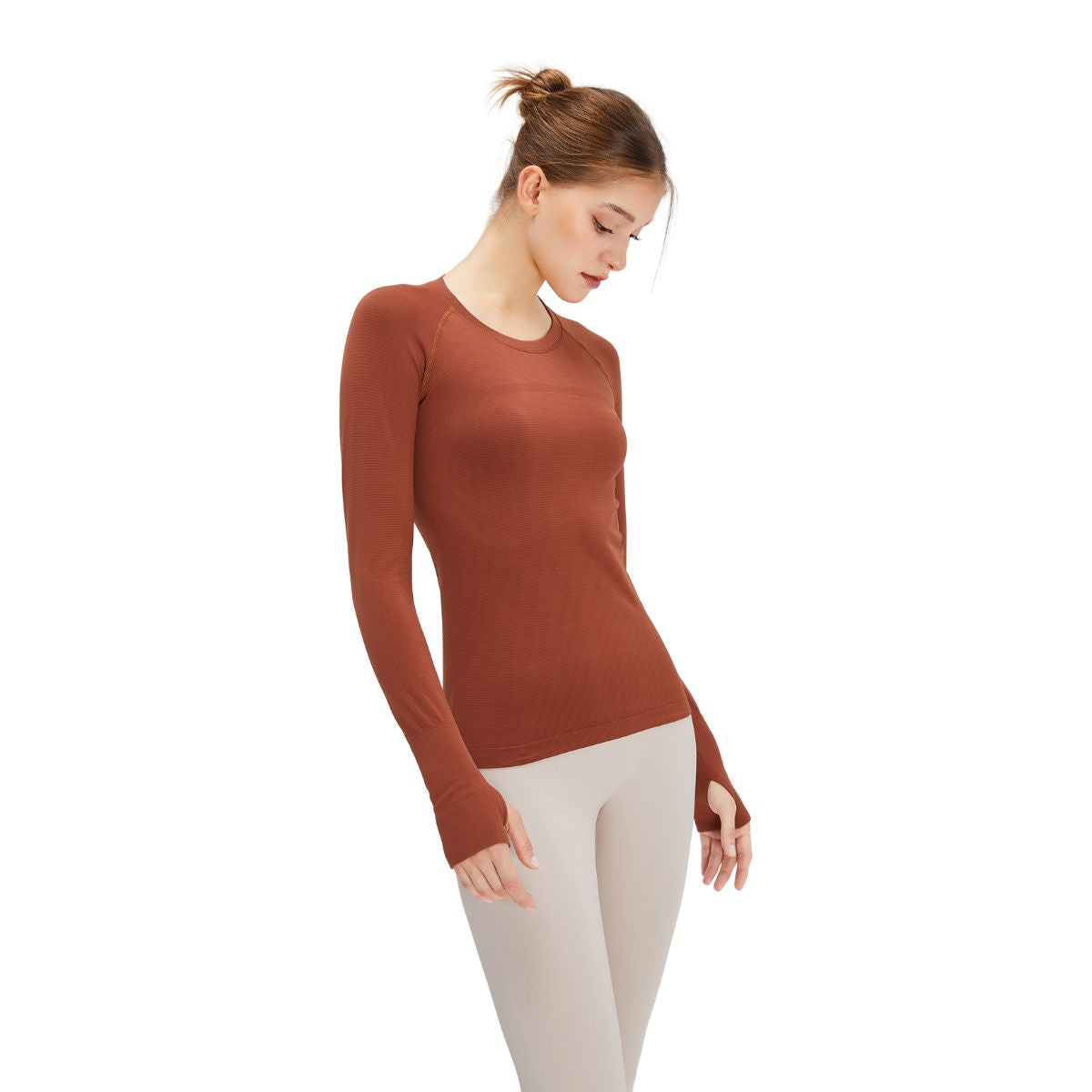 Thumb Holes Seamless Long-Sleeve Shirt