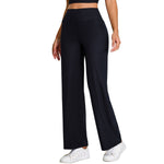 High-Waisted Solid Color Wide-Leg Yoga Pants