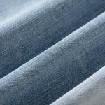 Raw-Edge Hem Heavily Embroidered Denim Skirt