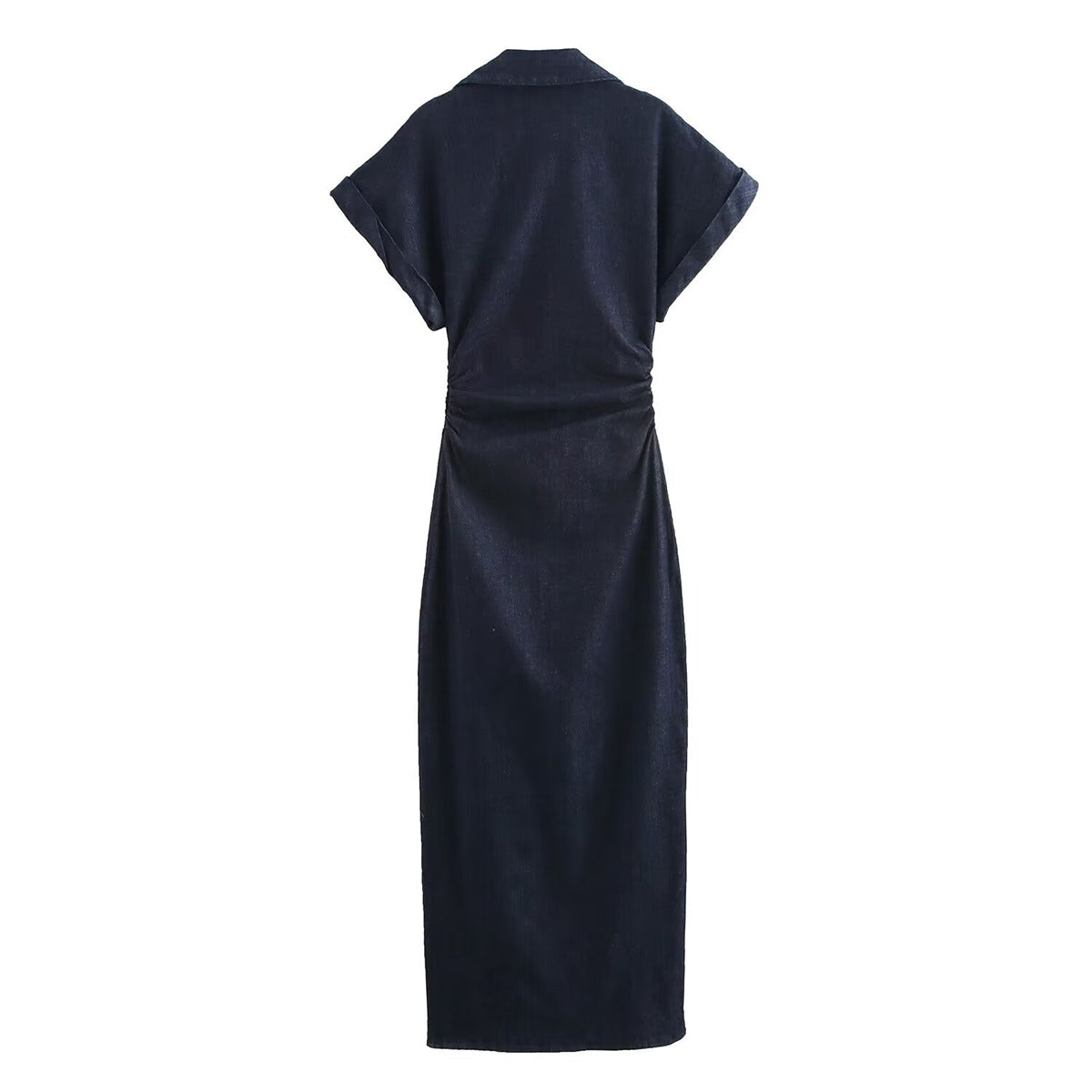 Short-Sleeve Button-Front Denim Midi Dress Women's Summer Dress - INNBLAC INNBLAC Denim Short-Sleeve Button-Front Denim Midi Dress Women's Summer Dress - INNBLAC INNBLAC Denim
