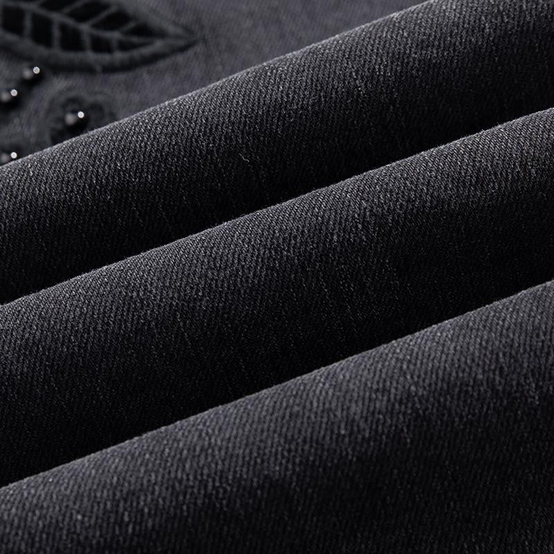 Risen Jeans Pearl-Embellished Floral-Embroidered Whisker Jeans