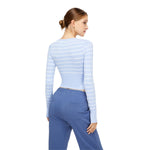 Top corto de rayas de manga larga